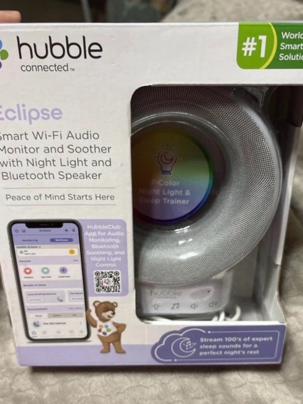 Hubble Eclipse Kids Smart Wi‑Fi Audio Monitor & Soother — White